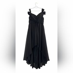 Black Off-Shoulder High-Low Evening Dress